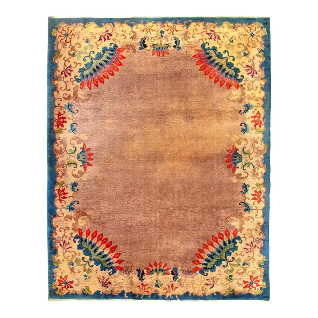 Pasargad DC Beige Antique Chinese Art Deco Rug For Sale