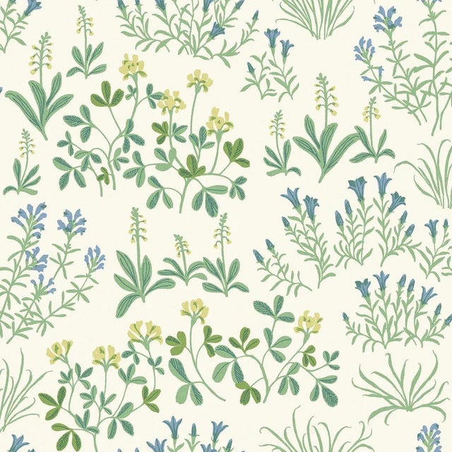 SAMPLE - Boråstapeter Noras Äng Wallpaper In Leaf For Sale