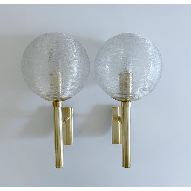 Gold Vintage Brutalist Glass Sconces from Doria Leuchten, Germany, Set of 2 For Sale - Image 8 of 18