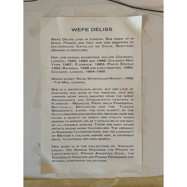 Rose Wefe Deliss Rose Watercolor Painting in Gilded and Painted Frame For Sale - Image 8 of 9