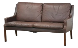 1960s Danish Modern Rosewood and Leather Loveseat Sofa