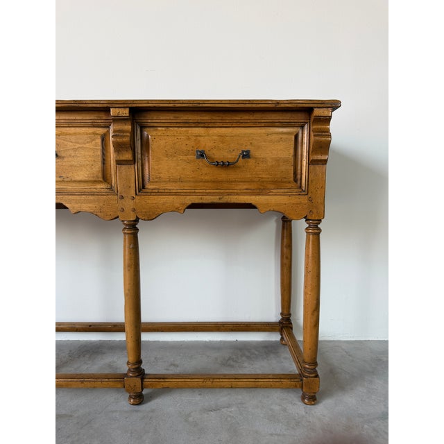 1980s Vintage Mediterranean Spanish Colonial Style Three-Drawer Console Table For Sale - Image 5 of 18