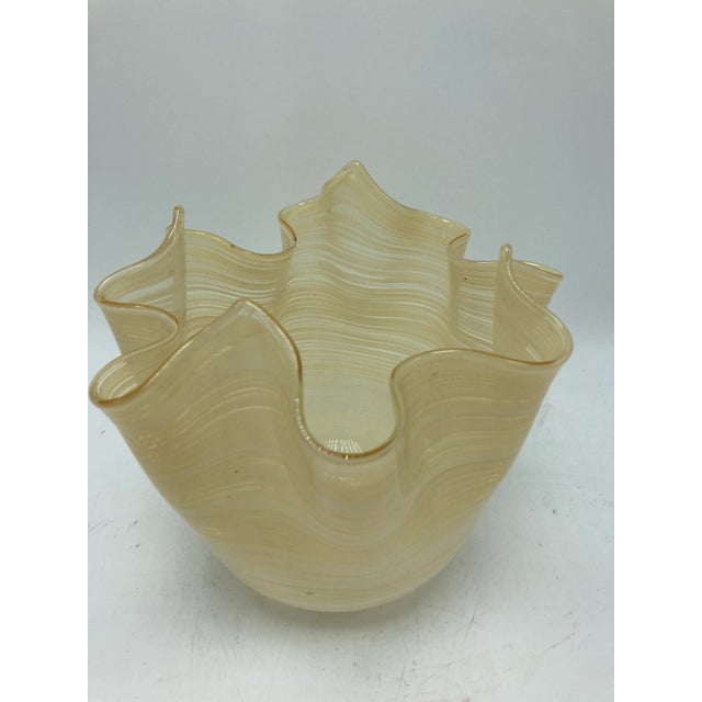 Mid-Century Modern Hand Blown Handkerchief Art Glass Bowl For Sale - Image 3 of 9