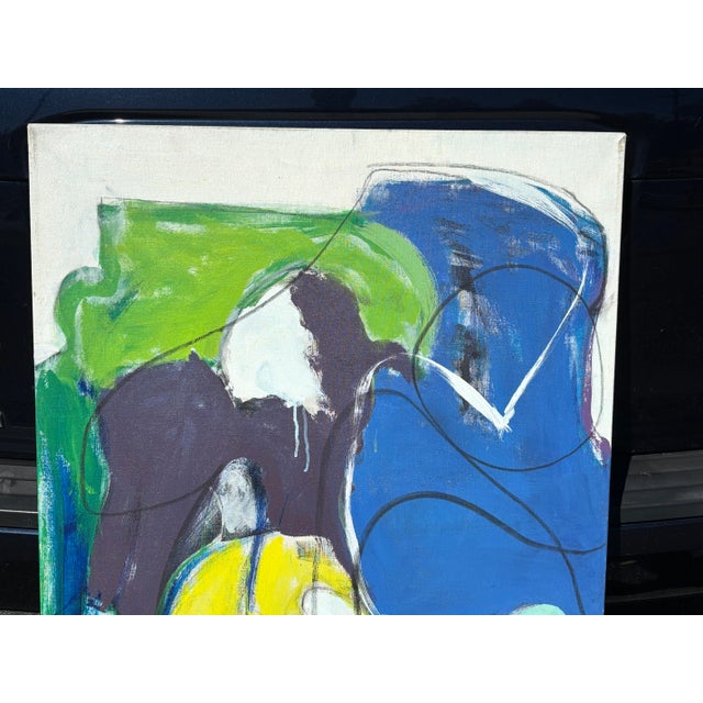 1980s Era Original Oil on Canvas in the Style of Kandinsky For Sale - Image 6 of 9