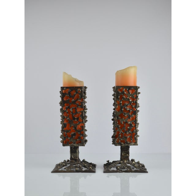 Brutalist Handmade Iron Candleholders, 1970, Set of 2 For Sale - Image 13 of 18