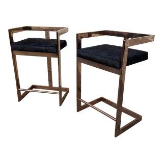 “Kelly” Rose Gold Counter Stools - a Pair For Sale
