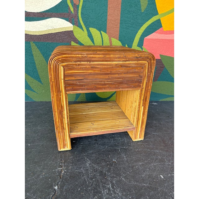 Split Reed Waterfall End Table Attr. To Gabriella Crespi For Sale - Image 9 of 10