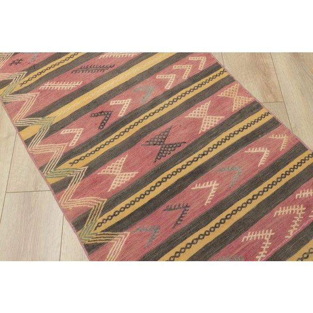 1950s Traditional Primitive Red Striped Kilim Runner Rug For Sale - Image 11 of 13