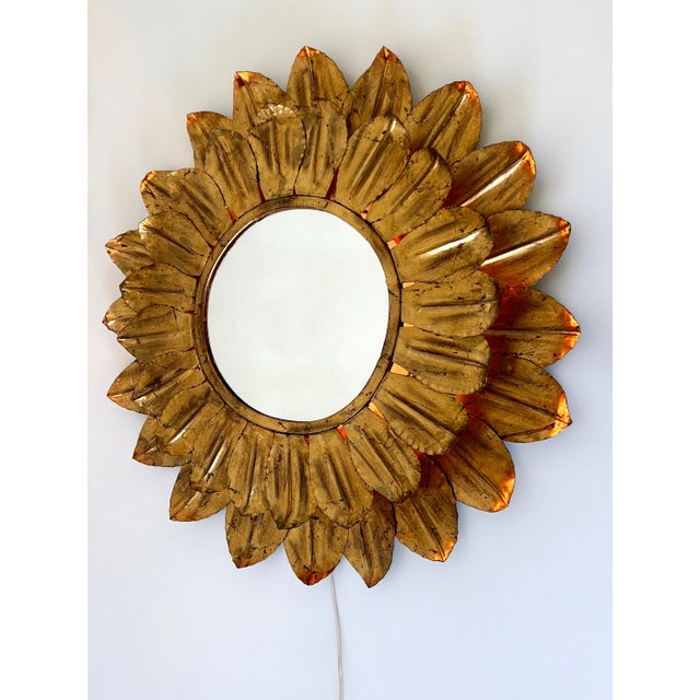 Large Mid-Century Modern Sunflower Backlit Wall Mirror, Germany, 1960s For Sale - Image 6 of 18