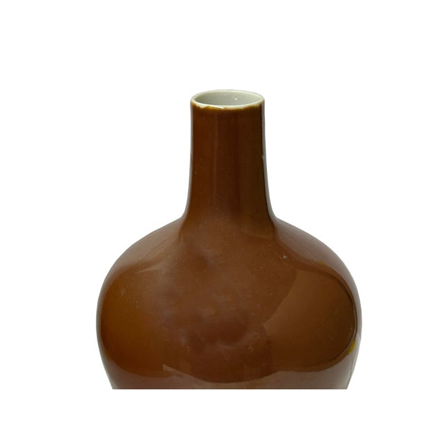 6" Chinese Clay Ceramic Coffee Brown Globular Shape Vessel Small Vase For Sale In San Francisco - Image 6 of 7