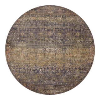 Jean Stoffer x Loloi Bradbury Ink / Multi 7'-9" x 7'-9" Round Area Rug For Sale