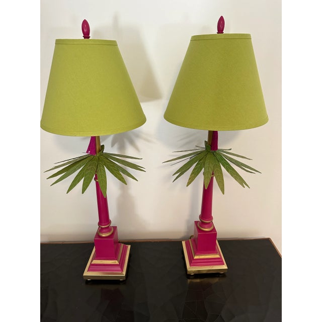 1980s Vintage Palm Tree Lamps - a Pair For Sale - Image 5 of 12