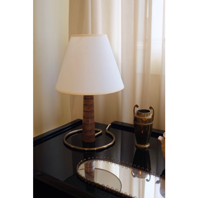 1950s Wood and Brass Swedish Mid-Century Table Lamp For Sale - Image 10 of 10