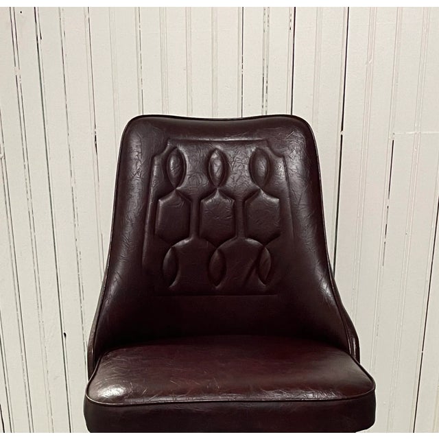 1960s Spanish Revival Barstools Cushy Brown Bucket Chairs With an Iron Scrolled Base - Set of 2 For Sale - Image 11 of 13