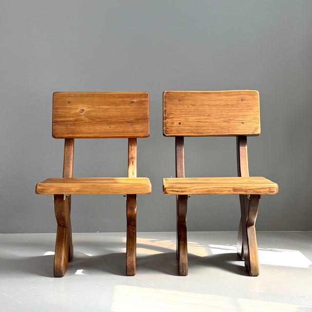 Vintage Wooden Chairs, 1960s, Set of 2, in Good conditions. Designed 1960 to 1969
