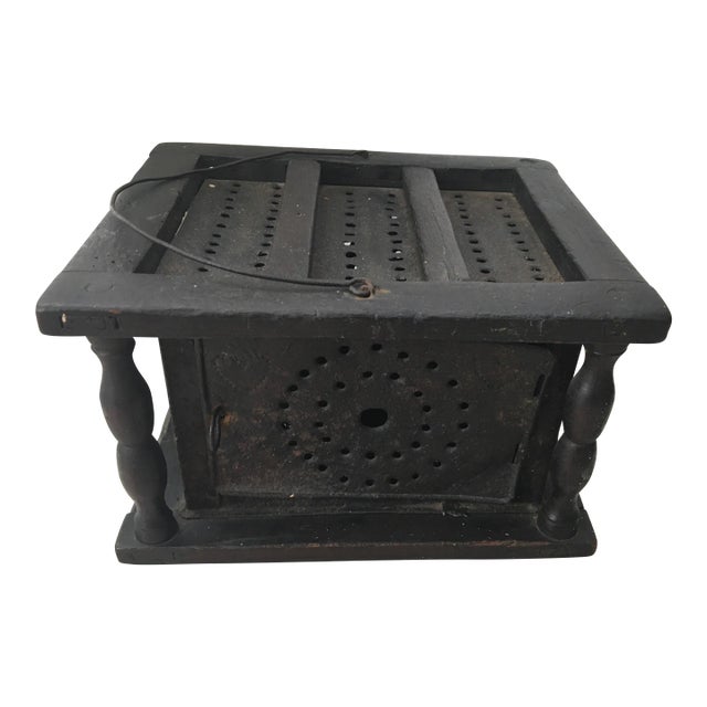 Antique 19th Century Wood and Punched Tin Foot Warmer For Sale
