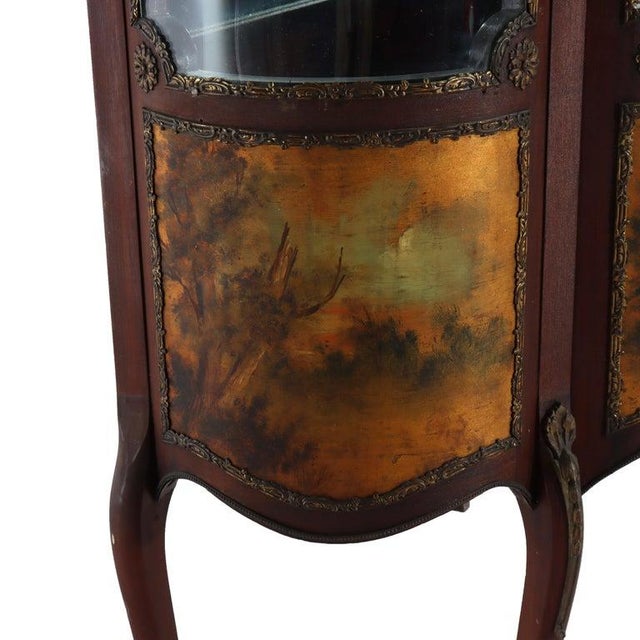 Antique French Mahogany & Ormolu Vitrine With Vernis Martin Panels Circa 1890 For Sale - Image 4 of 12