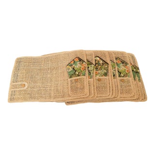 Vintage Rattan Placemats With Napkins - Set of 8 For Sale
