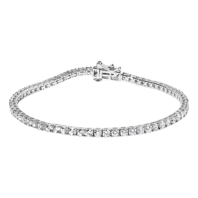 14K White Gold 3.0 Cttw Classic Lab-Grown Diamond Tennis Bracelet (F-G Color, VS2-SI1 Clarity) - 7" Inches For Sale