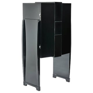 French Art Deco Bar Cabinet in Black High-Gloss Finish, 1930s For Sale