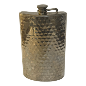 Vintage Japan Hammered Stainless Steel 16 Oz Hip Flask MCM Barware 1960s