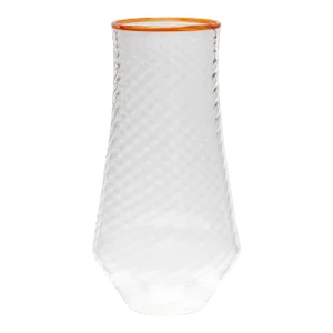 Celerie Kemble Glassware for Chairish Twist Vase in Fjord with Reddish Orange Rim