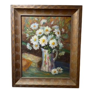 Impasto Impressionistic Painting of Daisies in the Style of Van Gogh For Sale