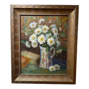Impasto Impressionistic Painting of Daisies in the Style of Van Gogh