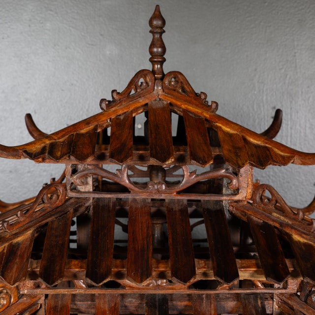 Antique Vietnamese Pagoda Bird Cage For Sale In San Francisco - Image 6 of 12