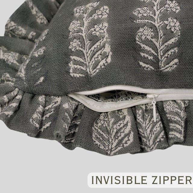 Not Yet Made - Made To Order Premium Thick Linen Frill Pillow Cover Ruffled Decorative Accent Cushion 12x20 Inch- Indradhanush For Sale - Image 5 of 6