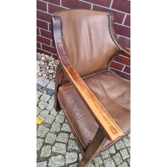 Vintage Chair in Wood and Leather, 1950s For Sale - Image 4 of 15