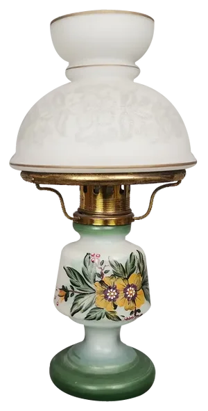 Portuguese Farmhouse Hurricane Gone with the Wind Hand Painted Glass Table Lamp, 1970s