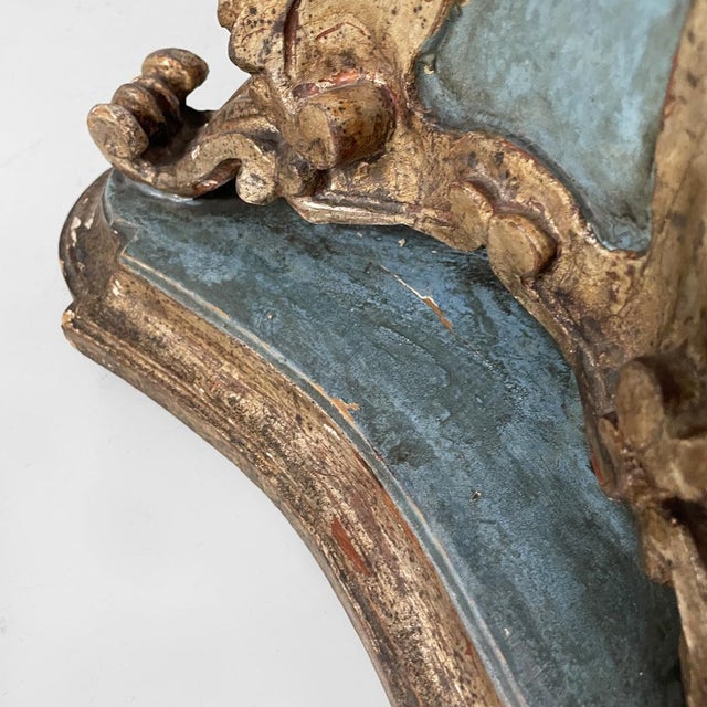 Italian Wood Floor Lamp with Gold Leaf and Light Blue Lacquer, 1940s For Sale - Image 18 of 18