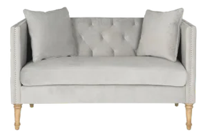 Settee With Throw Pillow in Grey
