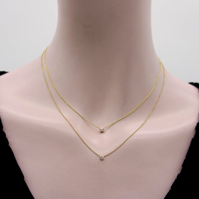 14k Gold Emerald Cut Diamond Necklace For Sale - Image 11 of 11