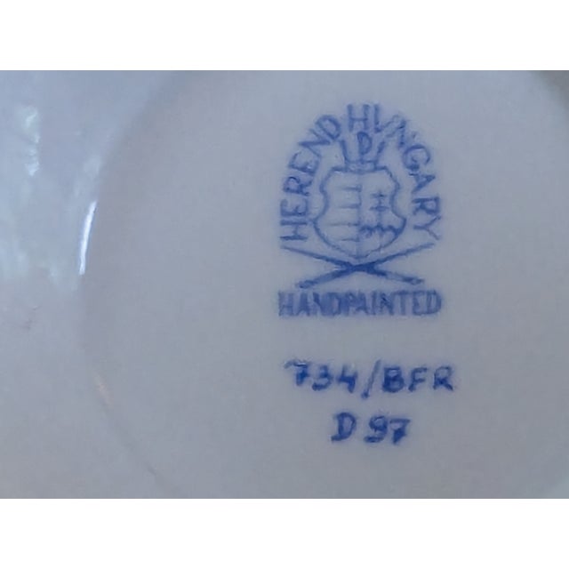 English 1990s Herend Fruits & Flowers Pattern Breakfast Cups & Saucers Set- 8 Pieces For Sale - Image 3 of 9