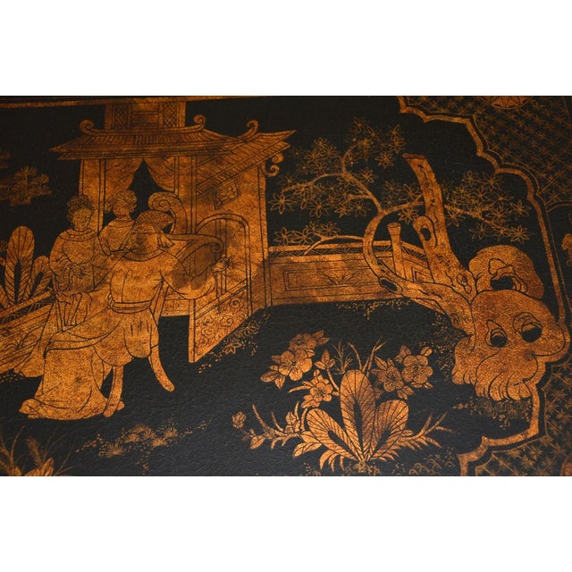 Lacquered Chinoiserie Lowboy Side Table, 1950 For Sale - Image 9 of 12