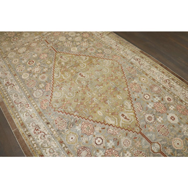 Textile Camel Soft Green Corridor Size Persian Serab Rug rug no.j4451 For Sale - Image 7 of 10