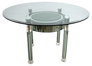 Round Italian Modern Crystal and Mirrored Glass Dining Table by Zelino Poccioni for MP-2, 1980s