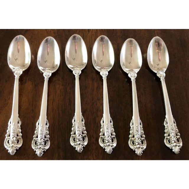 1940s Grande Baroque 124 Pc. Dinner Sterling Wallace Silverware Set For Sale - Image 5 of 10
