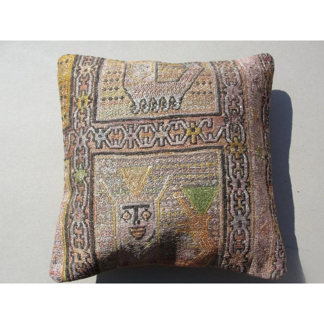 Kilim Rug Pillow Made from old turkish kilims Back side cotton and has closed with a solid hidden zipper size:16" x 16" It...