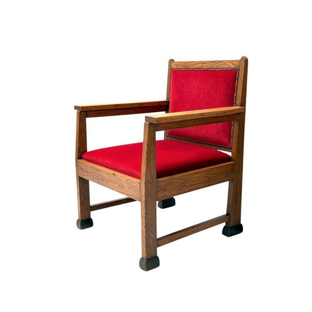 Magnificent and rare pair of Art Deco Amsterdamse School lounge chairs. Design by architect Schubad. Striking Dutch design...