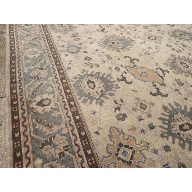 Rustic Galerie Shabab Collection Early 20th Century Turkish Oushak Large Carpet For Sale - Image 3 of 8
