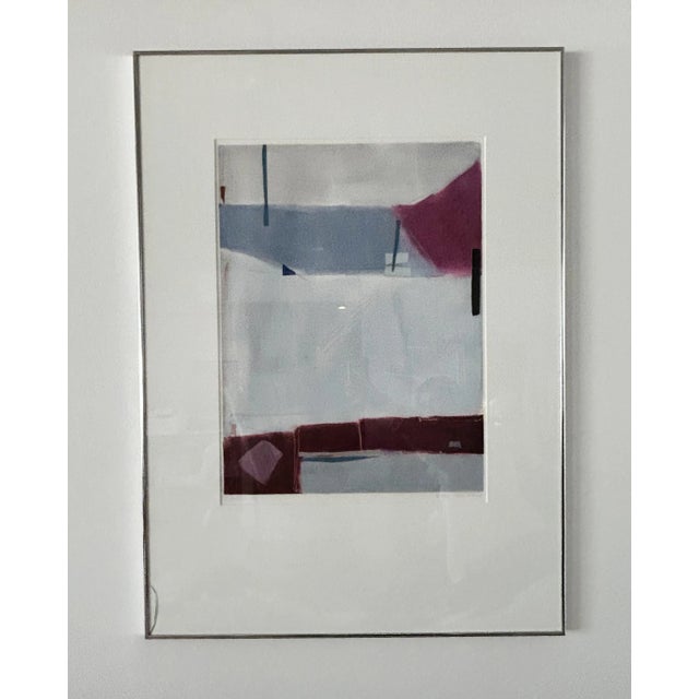 Midcentury Modern mixed media abstract, framed and matted. Signed lower right corner. Colorscape CDX 1986. In great...