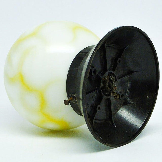 Mid-Century Modern Art Deco Ceiling Lamp with Glass Shade from Polam, Poland, 1950s For Sale - Image 3 of 5