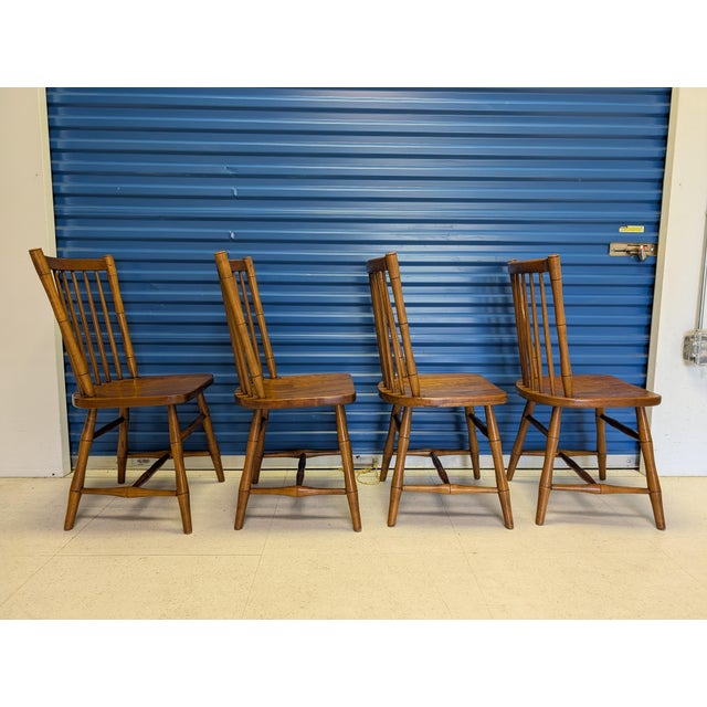 Wood Vintage Mid-Century Stickley Cherry Valley Spindle Back Dining Chairs - Set of 6 (2 Arm, 4 Side) For Sale - Image 7 of 16