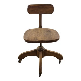 1940s Arts and Crafts Oak Swivel Office Chair For Sale