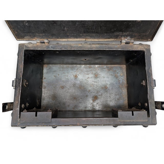 Black Iron Armored Chest, 1890s For Sale - Image 8 of 16