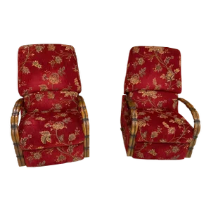1990s Mid Century Modern Style Multicolor Recliners Chairs - Set of 2