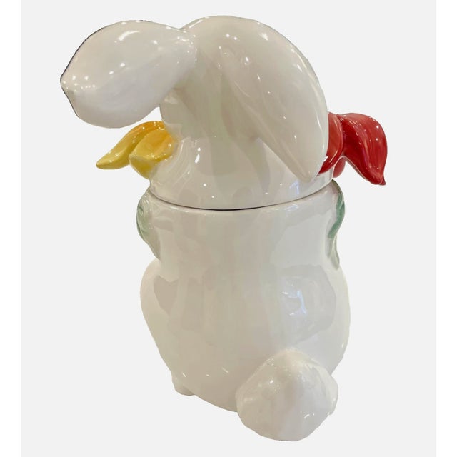 2000 - 2009 Easter Cookie Jar - Fitz & Floyd "Bunny Blooms" Retired Ceramic Cookie Jar, 2003 For Sale - Image 5 of 11